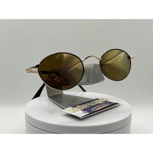 Vintage Eyeglasses NOS Round Gold Mirror POLARIZED Lens Black & Gold Frame 00's